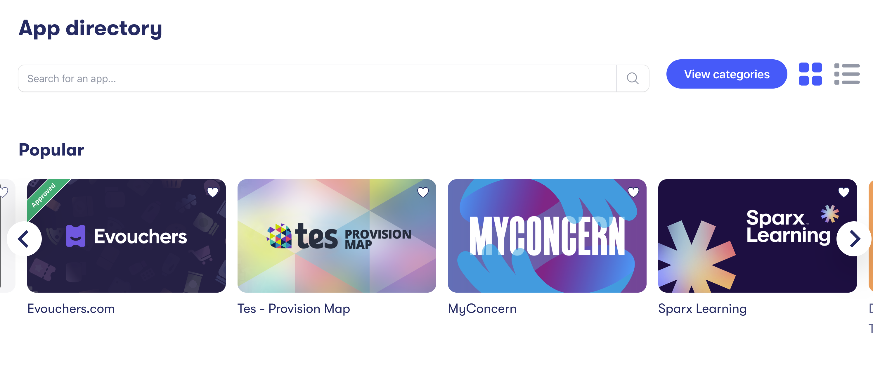 app directory search bar