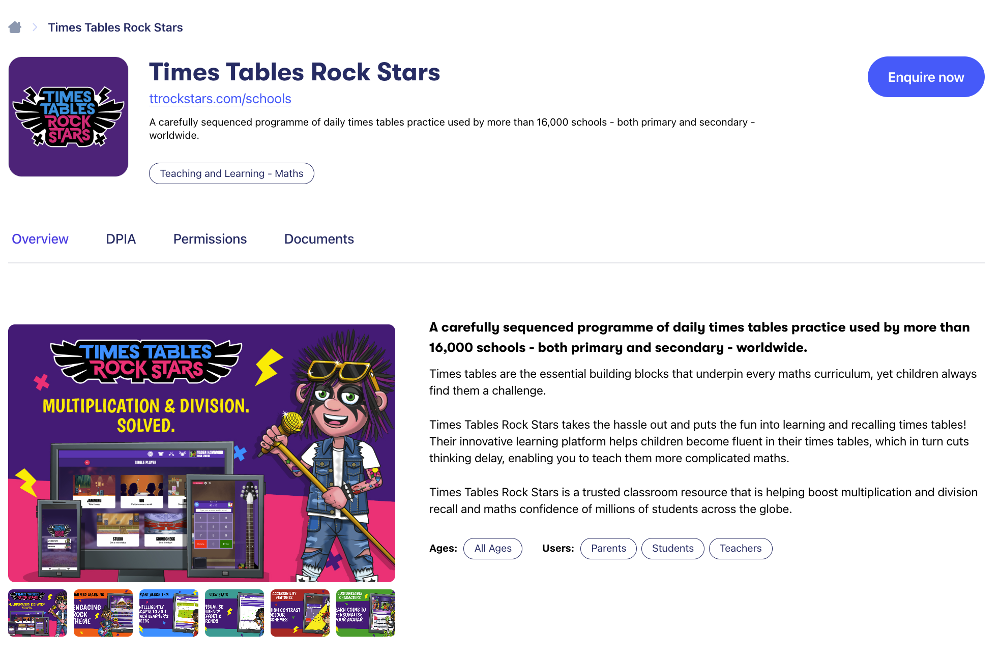 App directory_Times Tables Rock Stars